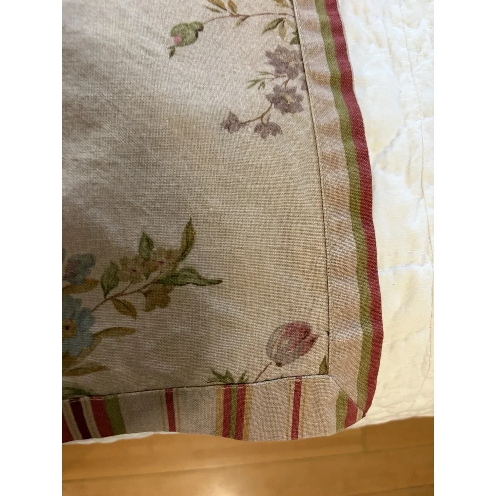Reversible Cotton Tablecloth Cottage Floral Stripe 58x100 Pink Green Blue